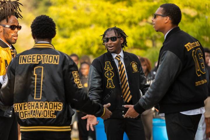 Students participating in the NPHC Yard Show